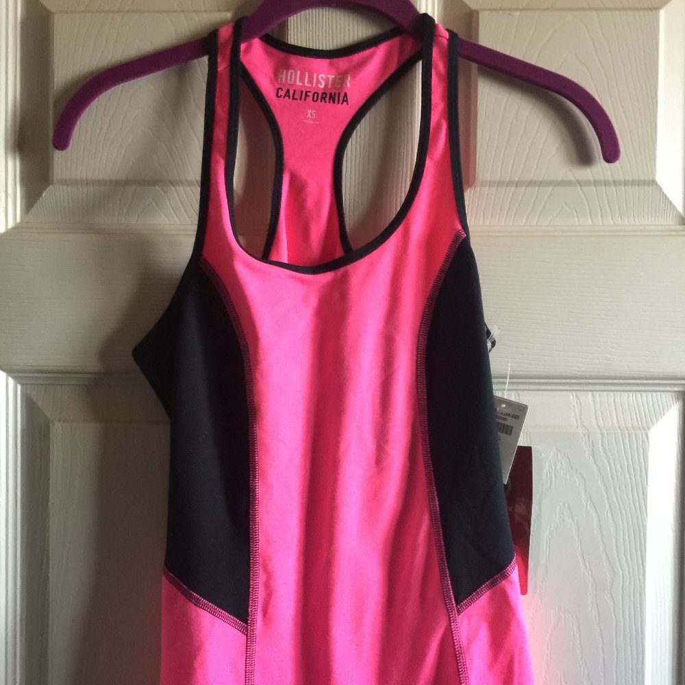 HOLLISTER CALIFORNIA Sports tank top  hot pink & black NWT